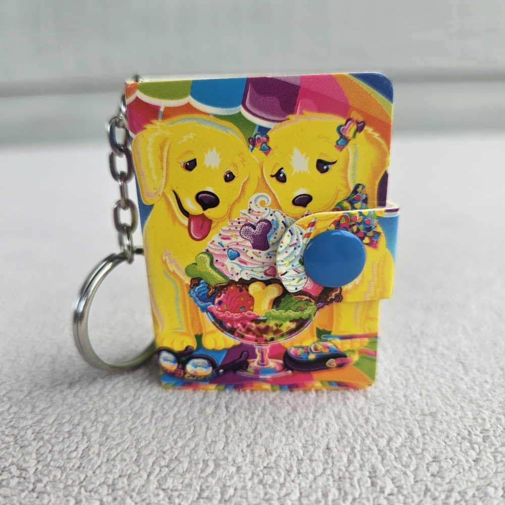 VTG Lisa Frank Miniature Notebook Keychain Casey & Candy Yellow Dogs 90's UNUSED